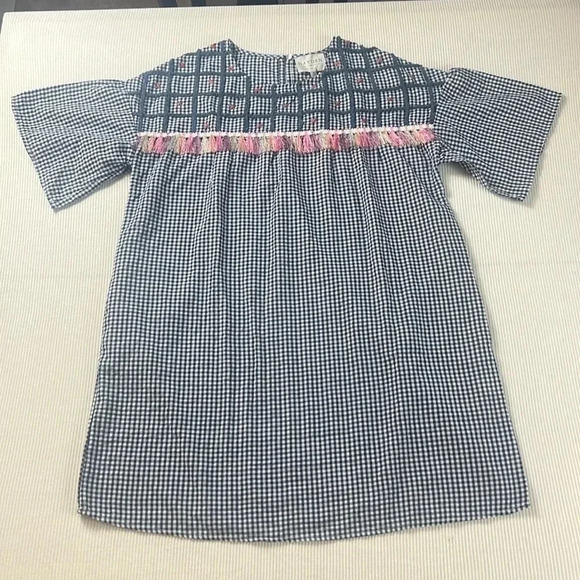 HAYDEN Los Angeles NWT Mini Dress Size MEDIUM Tassel Embroidered Gingham Pockets - Picture 2 of 13